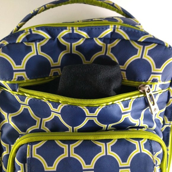Ju Ju Be Diaper Bag Backpack Be Right Back Blue Green Multi Pocket Easy Carry - Picture 5 of 12